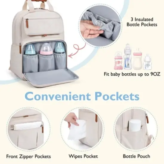 Itopfox Expandable Diaper Backpack for Twins, Large Baby Bag with Multiple Pockets, Water-Resistant & Durable for Parents image {4}