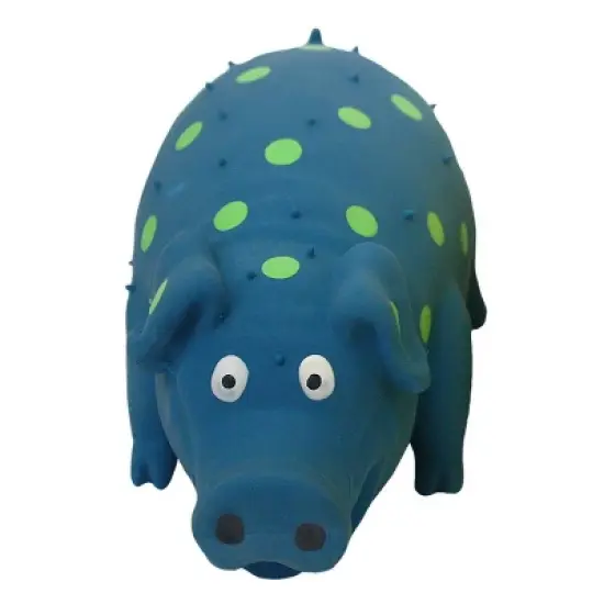 Multipet Latex Polka Dot Pig Dog Toy - Blue - 9" image {5}
