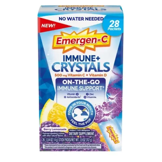 Emergen-C Immune + Crystals On-the-Go Immune Support Supplement Stick Packs - Berry Lemonade - 28ct image {8}