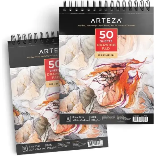 Arteza Paper Pad for Drawing or Sketching, 8x10", 50 Sheets - 2 Pack image {4}