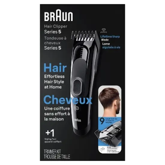 Braun&nbsp;Series 5 HC5310 Rechargeable 9-Setting Hair&nbsp;Clipper + 2 Attachment Combs image {8}