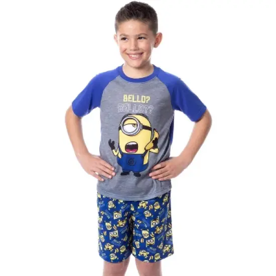 Despicable Me Boys' Minions Bello? Raglan Sleep Pajama Set Shorts Shirt Multicolored image {5}