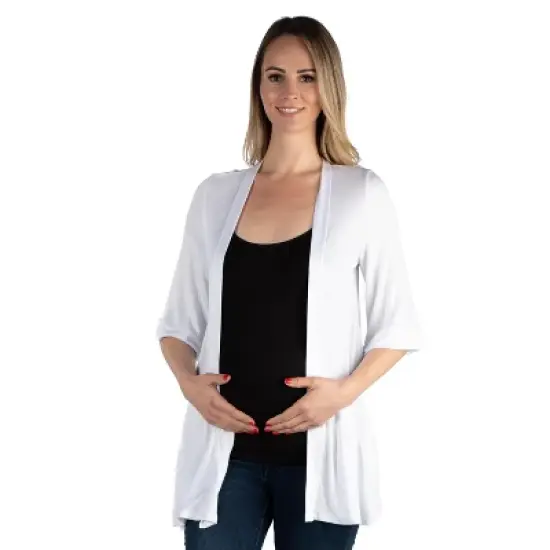 24seven Comfort Apparel Women's Maternity Open Front Cardigan image {8}
