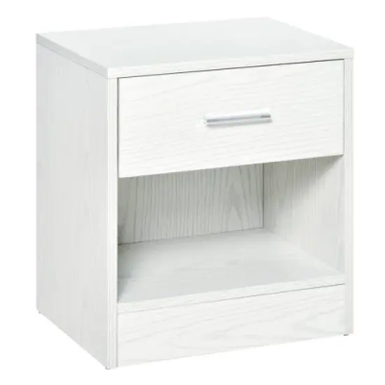 HOMCOM Modern Nightstand, Accent End Table with Drawer and Storage Shelf, Sofa Side Table for Living Room or Bedroom image {8}