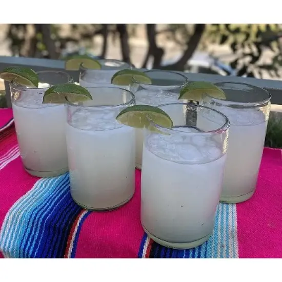 Dos Sue&ntilde;os Mexican Hand Blown  Drinking Glasses - Natural - 14oz - Set of 6 image {4}