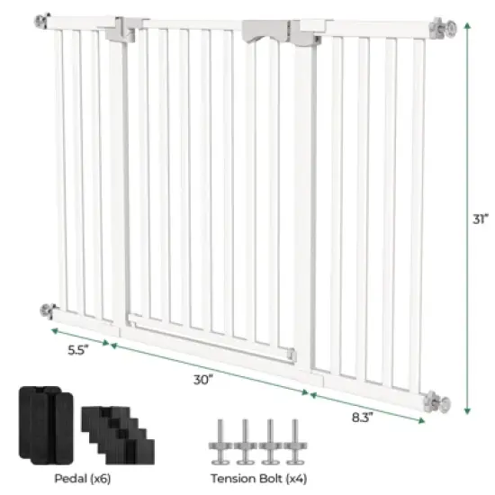 SUGIFT Pet Gate Baby Gate 31 Inch Tall Auto Close Dog Gate Safety Gate Pressure Mounted Walk Through Pet Safety Gate for Stairs Doorways image {4}