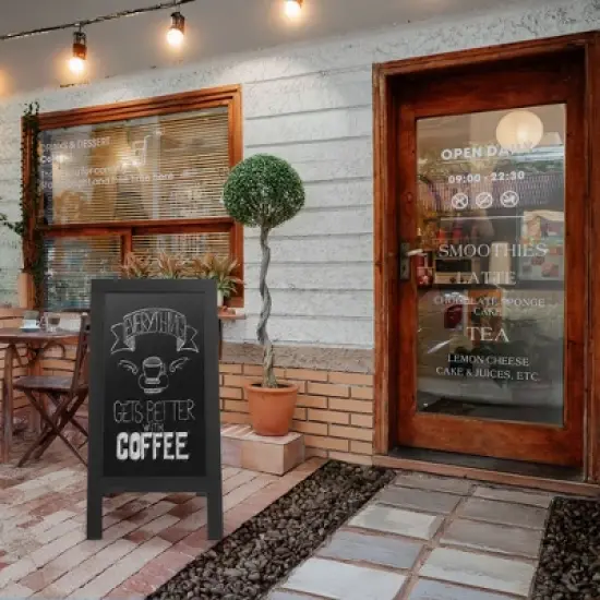 Casafield 40" x 20" A Frame Chalkboard Sign, Double-Sided Magnetic Wooden Menu Board for Caf&eacute;s, Restaurants, Sandwich Shops, Sidewalks, and Weddings image {5}