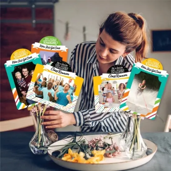 Big Dot of Happiness Still Got Class - High School Reunion Party Picture Centerpiece Sticks - Photo Table Toppers - 15 Pieces image {1}