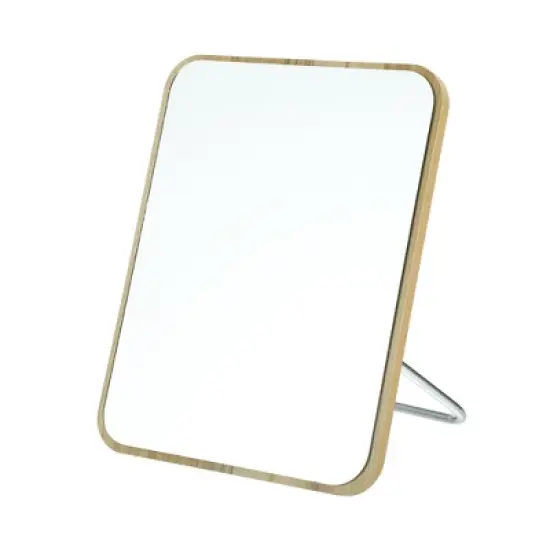 Unique Bargains Natural Wooden Foldable Square Makeup Mirror Beige 1 Pc image {7}