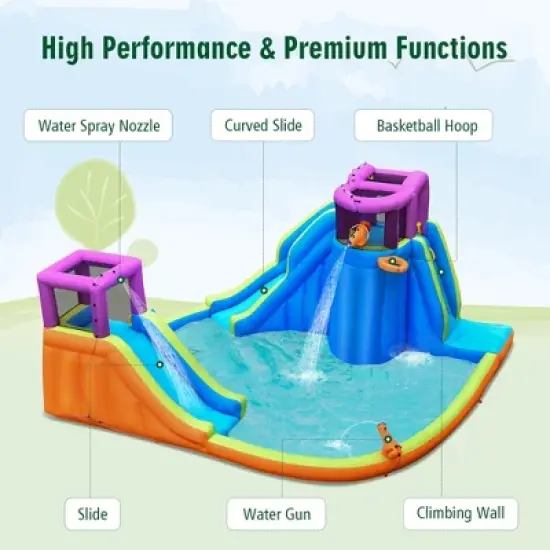 Costway 6 in 1 Inflatable Dual Slide Water Park Climbing Bouncer image {5}
