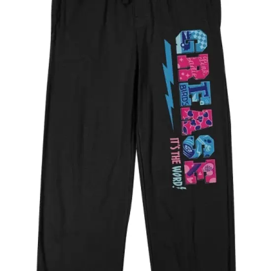 Grease Blue & Pink Movie Logo Men's Black Sleep Pajama Pants image {1}