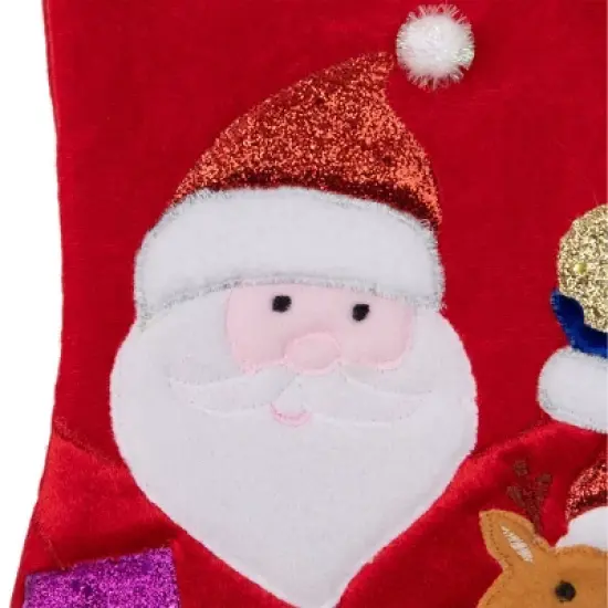 Northlight 20.5" Red and White Glittered Santa Claus and Reindeer Christmas Stocking image {5}