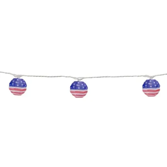 Northlight American Flag Paper Lantern Patriotic Patio Lights - 8.5' - White Wire - 10ct image {4}