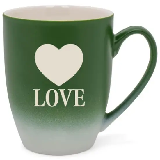 100 North Heart 10 Ounce Green and White Two Toned Ombre, Comfortably Fits Your Hands, Ceramic Tea Coffee Cup Mug, Love image {1}