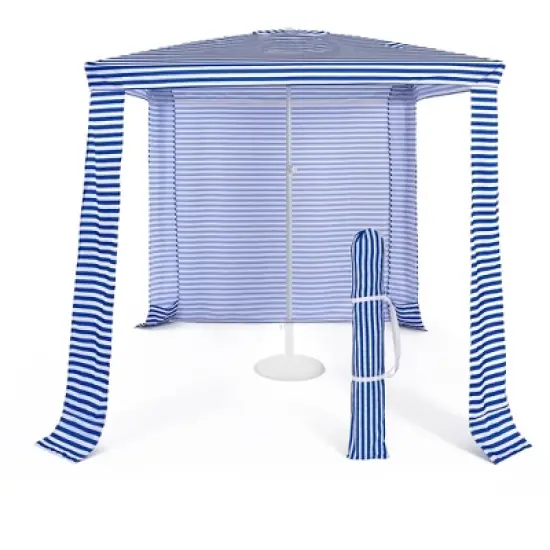 Costway 6.6' x 6.6' Foldable Beach Cabana Easy-Setup Beach Canopy W/ Carry Bag Navy\Blue image {11}