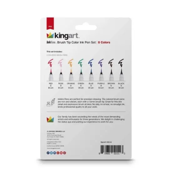 KINGART PRO Inkline Brush Tip Pens, 8 Colors image {7}