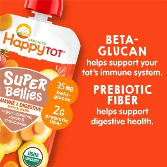 HappyTot Super Bellies Organic Bananas Carrots & Strawberries Baby Food Pouch - 4oz image {2}
