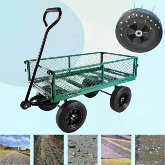 Solid wheels Tools cart Wagon Cart Garden cart trucks make it easier to transport firewood image {7}
