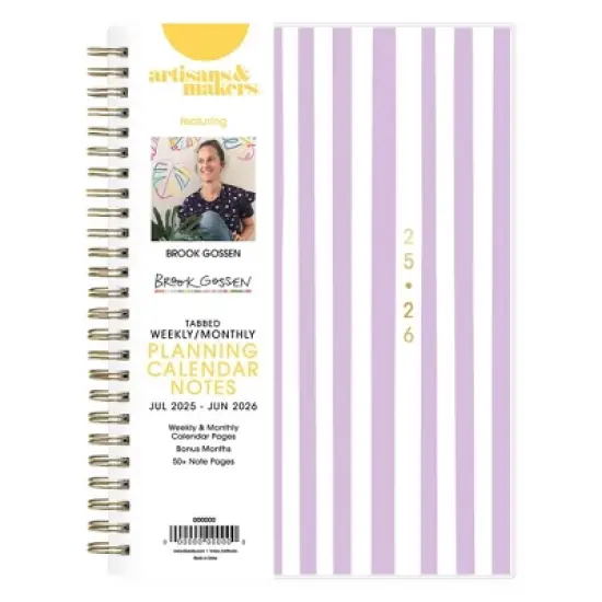 Blue Sky Brook Gossen Planner Notes 5.875"x8.625" Weekly/Monthly Wirebound 12 Month Purple Striped Undated image {2}
