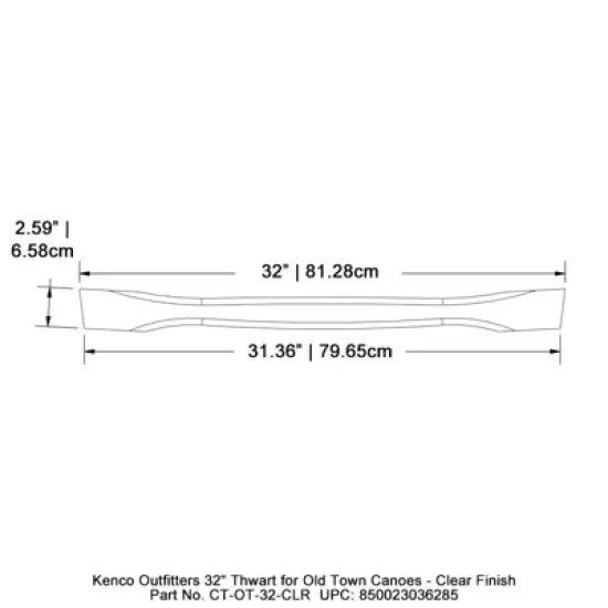 Kenco Outfitters 32" Thwart for Old Town Canoes - Clear Finish image {2}