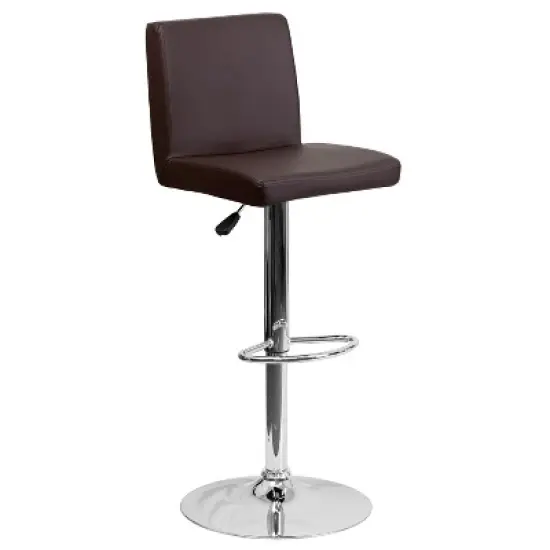 Flash Furniture Contemporary Vinyl Adjustable Height Barstool with Panel Back and Chrome Base image {10}