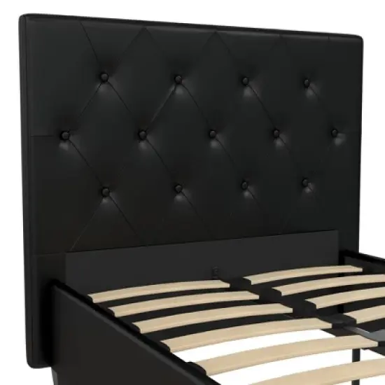 Dalia Tufted Faux Leather Bed - Room & Joy image {5}