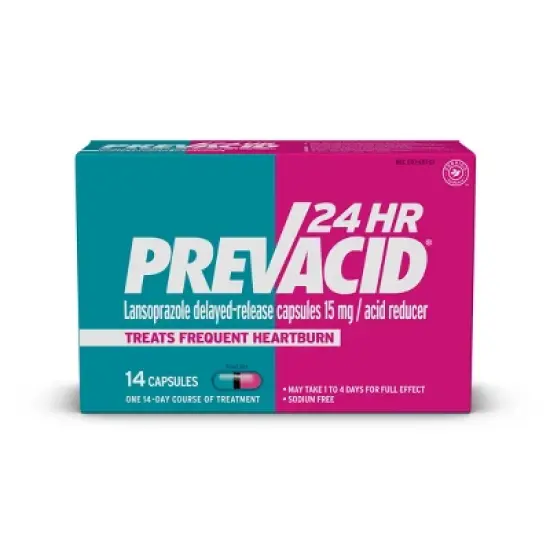 Prevacid 24 HR Lansoprazole Acid Reducer Delayed-Release 15 mg- PPI for Complete Heartburn Relief - 14 Capsules image {10}