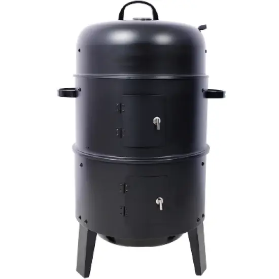 HANPURE Charcoal Smoker Grill Wood Smoker Grills Outdoor Cooking 16 Inch Vertical Smoker Portable BBQ Grill for Camping, Black image {4}