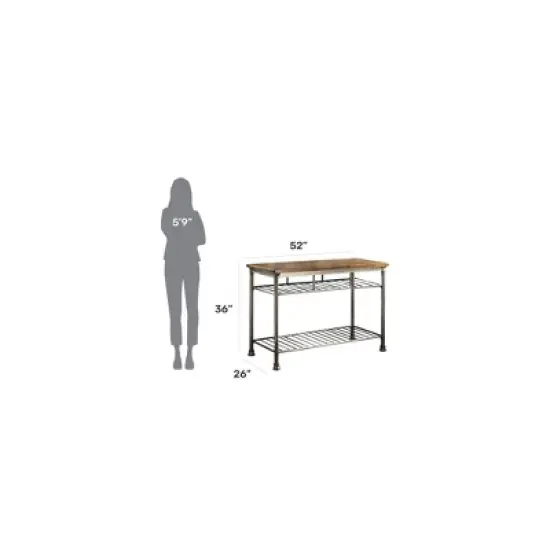 Orleans Kitchen Island Stainless Steel Base with Wood Top Brown - Homestyles image {6}