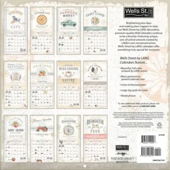 Lang 2024 Wall Calendar 12"x12" Farm Fresh image {2}