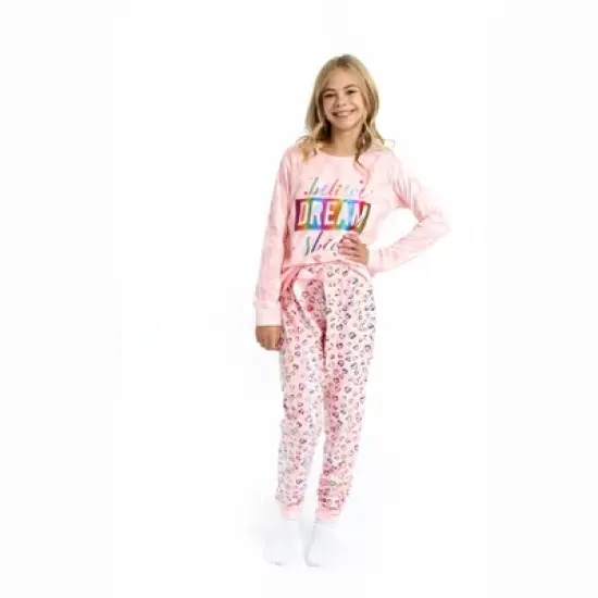 Sleep On It Girls Believe Dream Shine Velour 2-Piece Pajama Pant Sleep Set image {3}