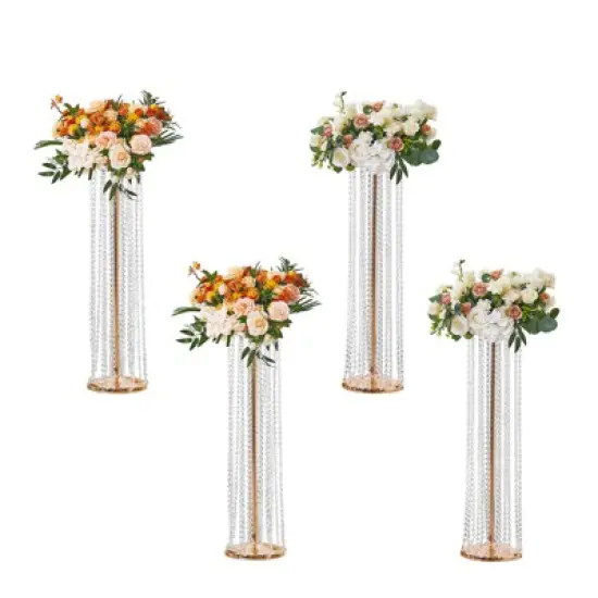 VEVOR 4PCS 35.43inch Tall Crystal Wedding Flowers Stand Luxurious Centerpieces Flower Vases Crystal Gold Vase Metal,Perfect for T-stage Wedding Part image {8}