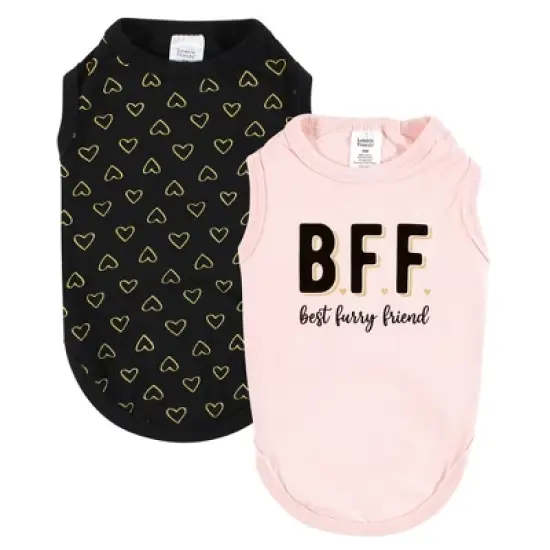 Luvable Friends Dog Pet Dog and Cats Cotton T-Shirts 2pk, Bff Hearts image {9}
