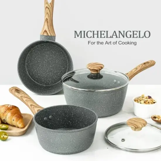 MICHELANGELO Sauce Pan with Lid, Nonstick Saucepans 1.5QT&2QT&3QT, Granite Sauce Pan 3 Piece, Stone Saucepan Set, Small Pot with Lid, Nonstick Sauce Pot Set image {5}