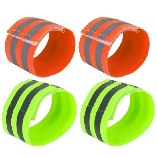 Unique Bargains Wrist Ankle High Visibility Reflective Bands Orange Green 4 Pcs image {7}