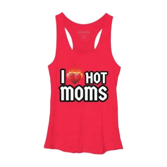 Women's Design By Humans I Love Hot Moms Heart By Metavera Racerback Tank Top image {4}