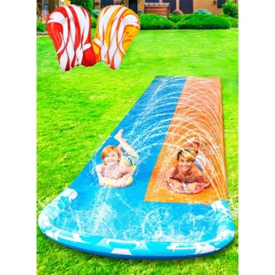 Joyfy 22.5ft Outdoor Heavy Duty Lawn Water Slides for Kids Adults, Summer Backyard Water Slip with Build in Sprinkler image {5}