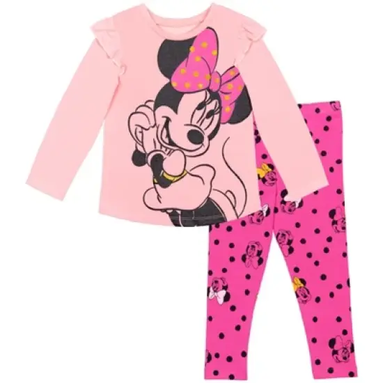 Disney Minnie Mouse Mickey Mouse T-Shirt and Leggings Outfit Set Infant to Big Kid image {10}