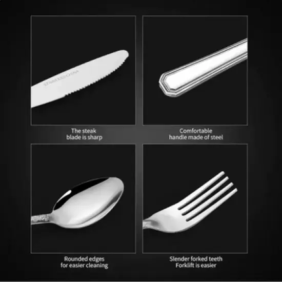 Boersma 16-Piece Luxury Premium Silverware Dinnerware Tableware With Forks, Knives, Spoons, And Teaspoons - Durable, And Rust-Resistant Cutlery image {7}