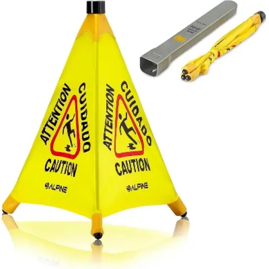 Alpine Industries Wet Floor Cone Sign 20"H Yellow 5/Pack (498-20-5pk) 498-20-5PK image {8}