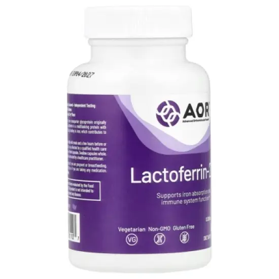 AOR, Lactoferrin - 250, Lactose Free Natural Supplement to Support Iron Absorption and Immune Modulation, 60 Servings (60 Capsules) image {3}