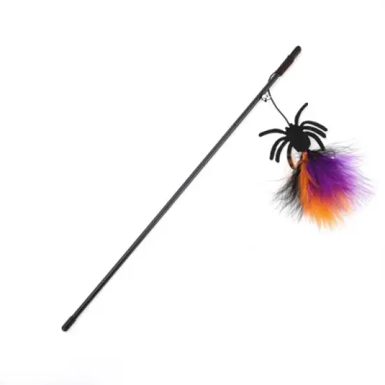 Unique Bargains Convenient Spider Pattern Cat Playing Rod Orange Purple 1 Pc image {3}