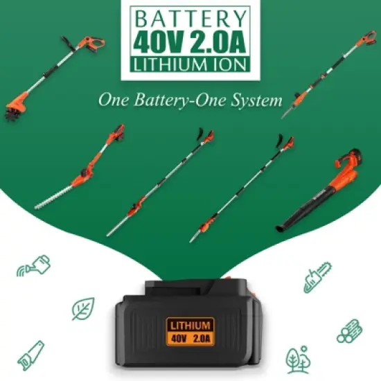 Ukoke 40V Cordless Pole Hedge Trimmer, 18" Dual-Action Blades, 3-Position Pivot Head, 0.8" Cutting Capacity, Battery & Charger Included image {4}