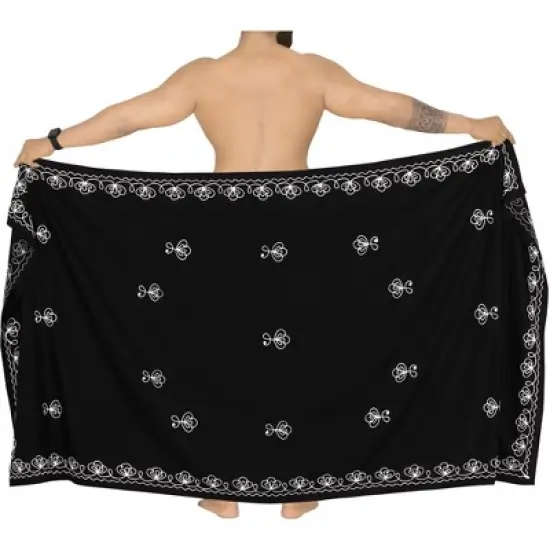 LA LEELA Men's Standard Summer Long Pareo Casual Embroidery Beachwear For Men Cover Up Holidays Beach Wrap Lava Lava Vacation Swimwear One Size Squid image {2}