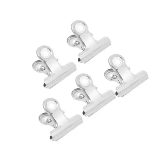 Unique Bargains Width Stainless Steel File Ticket Organizer Clamp Clips 5 Pcs 1.2" Width image {5}