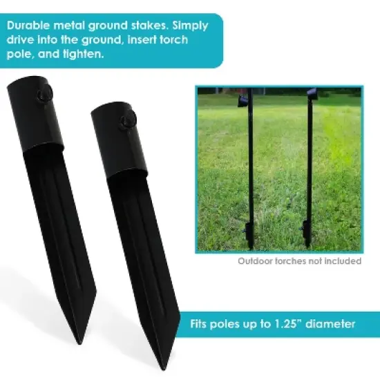 Sunnydaze Outdoor Universal Steel Metal Ground Stake Accessory for Patio and Lawn Torches - Black image {1}