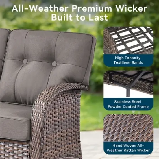 Gymojoy Outdoor Patio Couch PE Wicker 3-Seat Rattan Sofa image {10}