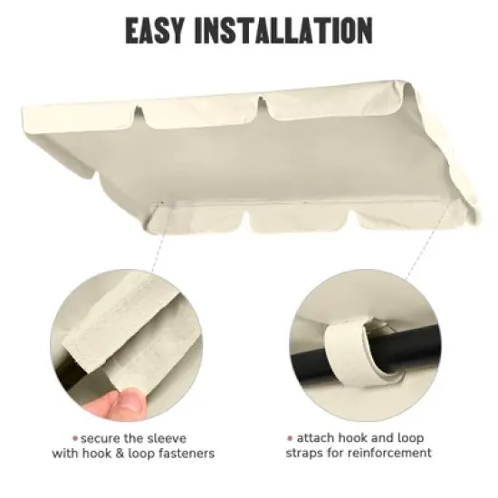Yescom Swing Canopy Replacement UV30+ 180gsm Patio Top Cover Outdoor Ivory Black image {1}