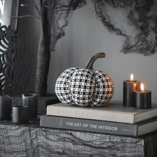 Whisen Fabric Plaid Pumpkin Decor, Holiday Halloween Decoration image {9}
