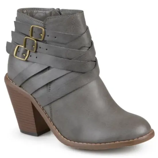 Journee Collection Womens Strap Inside Zip Stacked Heel Booties image {11}